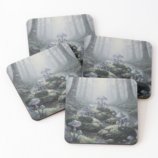 Item preview, Enchanted Mushroom Forest Fantasy Art, Mystical Woodland, Dreamy Fairy Core Nature Illustration designed and sold by cr6zym1nd.