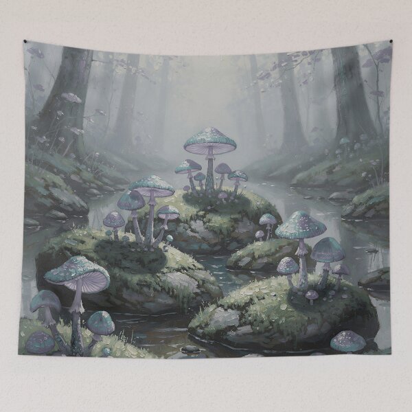 Item preview, Enchanted Mushroom Forest Fantasy Art, Mystical Woodland, Dreamy Fairy Core Nature Illustration designed and sold by cr6zym1nd.