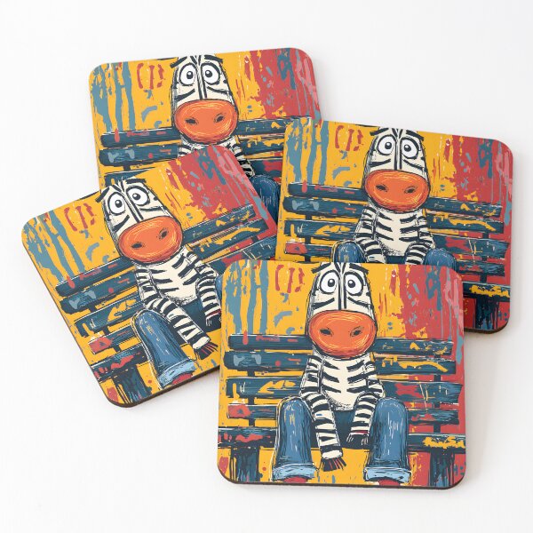 Item preview, Whimsical Zebra Character Sitting on a Bench designed and sold by Artessie.