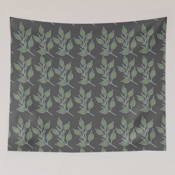 Item preview, Sage Leaves on Dark Gray | Moody Charcoal Botanical Pattern designed and sold by Jyoti-Quotes.