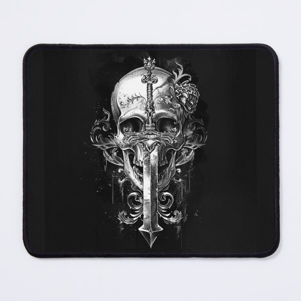 Item preview, Ornate Skull Pierced by Sword Gothic Medieval Emblem designed and sold by inkoutninja.