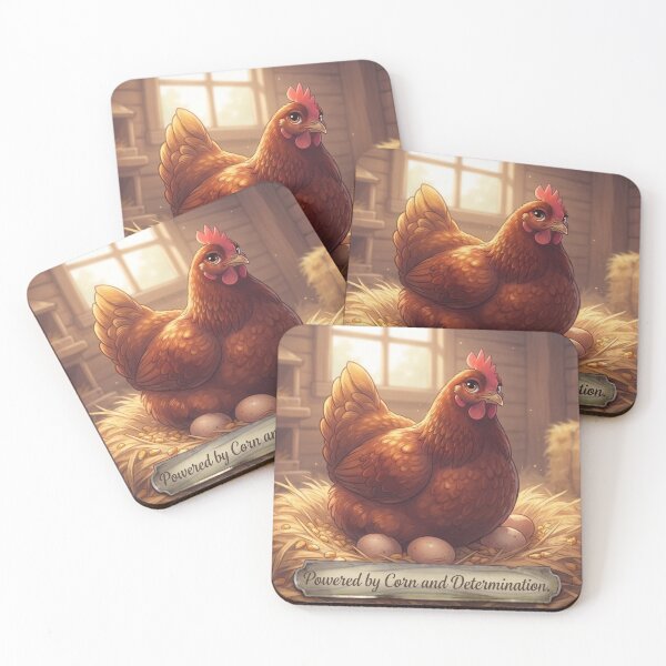 Item preview, Powered by Corn and Determination | Rhode Island Red Chicken | Cute AI Chicken Art designed and sold by pbchan.