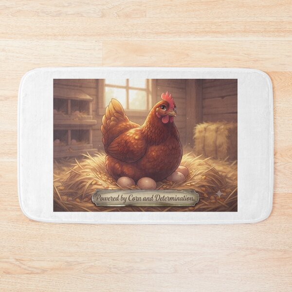 Item preview, Powered by Corn and Determination | Rhode Island Red Chicken | Cute AI Chicken Art designed and sold by pbchan.