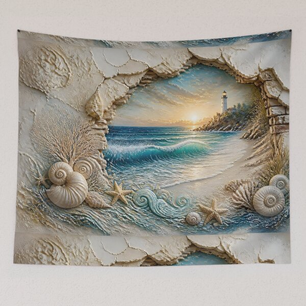 Item preview, Coastal Seascape Revealed Through Broken Wall designed and sold by sigmaartstudio.