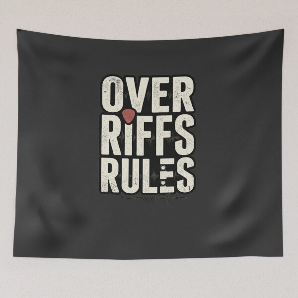 Item preview, Over Riffs Rules Vintage Guitar Typography Rock Musician T-Shirt designed and sold by Artbysarmina.
