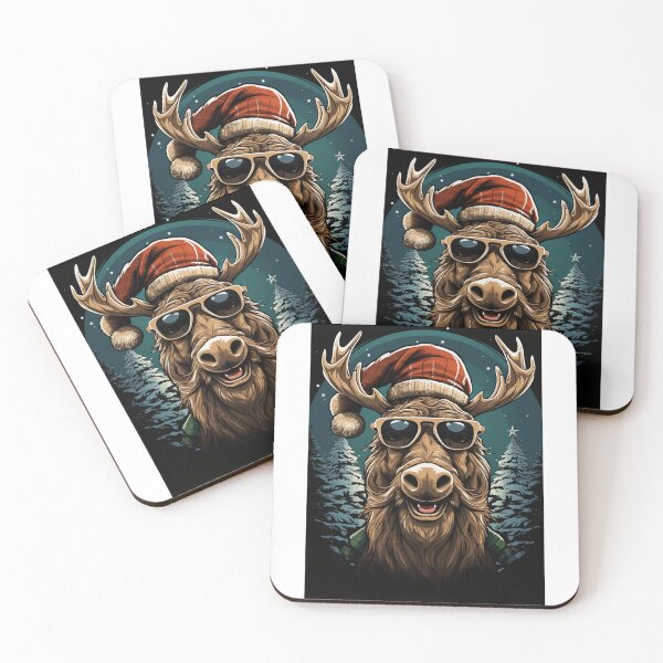 Item preview, Cool Christmas Reindeer with Santa Hat and Sunglasses designed and sold by margotzerost14.