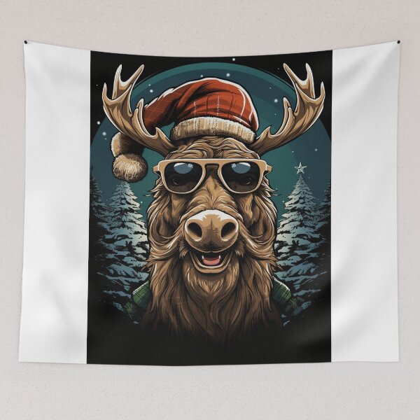 Item preview, Cool Christmas Reindeer with Santa Hat and Sunglasses designed and sold by margotzerost14.