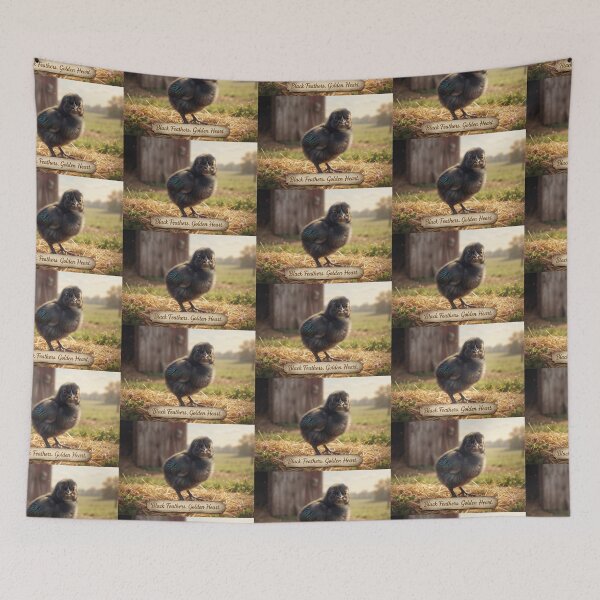 Item preview, Black feathers, golden heart, black Australorp chick designed and sold by pbchan.
