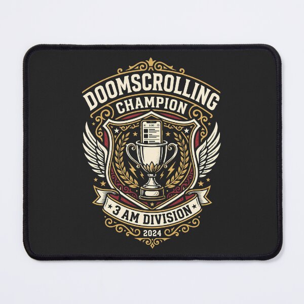 Item preview, Relatable Gamer Humor Doomscrolling Champion Tech Fatigue designed and sold by SplashTastic.
