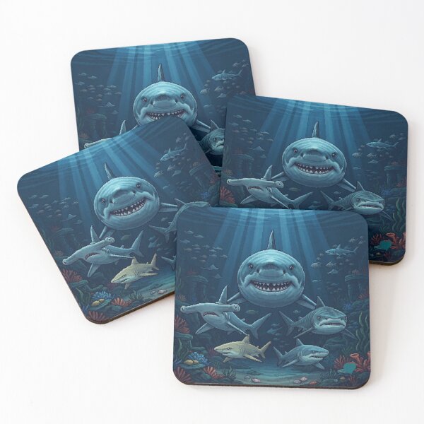 Item preview, Pixel Art Shark Adventure: Shark Collection and Underwater Scene designed and sold by Purpleclomb.