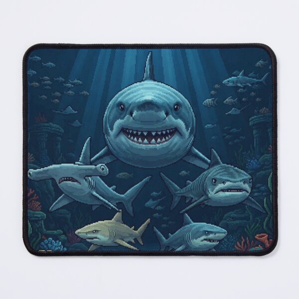 Item preview, Pixel Art Shark Adventure: Shark Collection and Underwater Scene designed and sold by Purpleclomb.