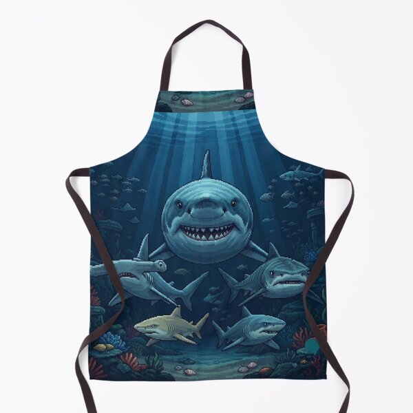 Item preview, Pixel Art Shark Adventure: Shark Collection and Underwater Scene designed and sold by Purpleclomb.