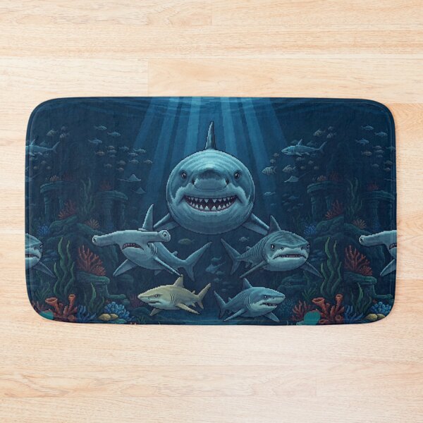 Item preview, Pixel Art Shark Adventure: Shark Collection and Underwater Scene designed and sold by Purpleclomb.