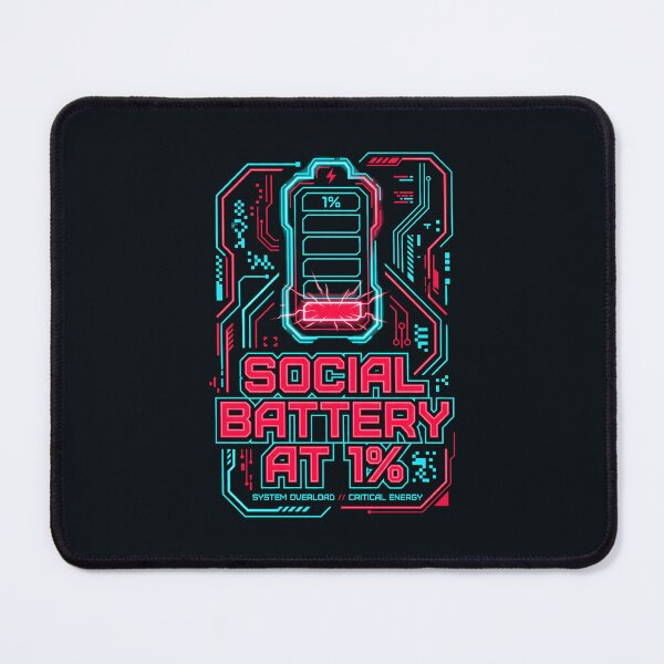 Item preview, Cyberpunk Glitch Art Social Battery At 1 Percent Introvert Tech designed and sold by SplashTastic.