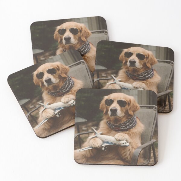Item preview, Golden Retriever Pilot Wall Art | Cool Dog Wearing Sunglasses in an Airplane Cockpit | Retro Photography Aesthetic Vintage Print designed and sold by PaintedPixels01.