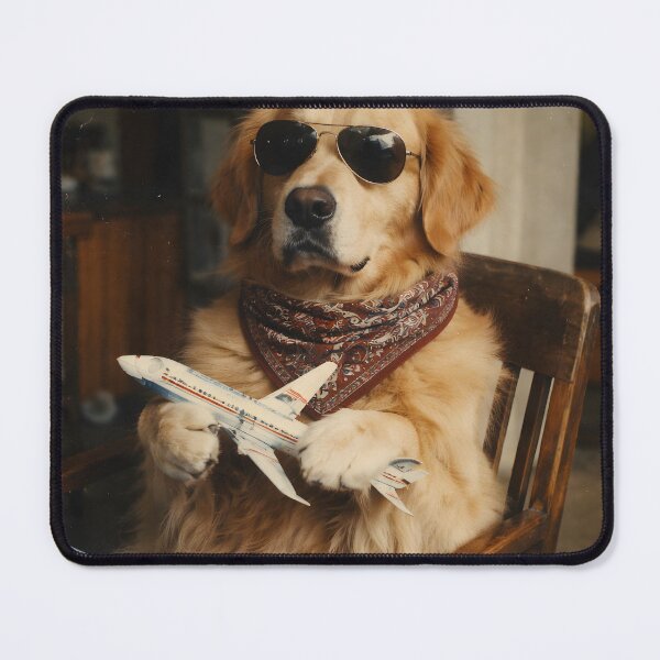 Item preview, Golden Retriever Pilot Wall Art | Cool Dog Wearing Sunglasses in an Airplane Cockpit | Retro Photography Aesthetic Vintage Print designed and sold by PaintedPixels01.
