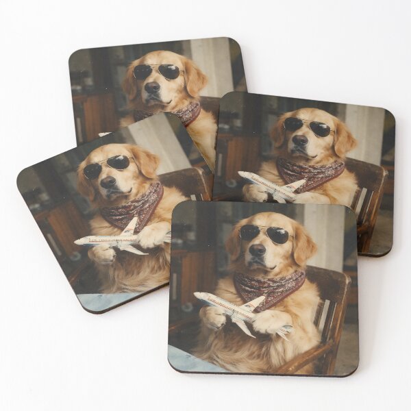 Item preview, Golden Retriever Pilot Wall Art | Cool Dog Wearing Sunglasses in an Airplane Cockpit | Retro Photography Aesthetic Vintage Print designed and sold by PaintedPixels01.