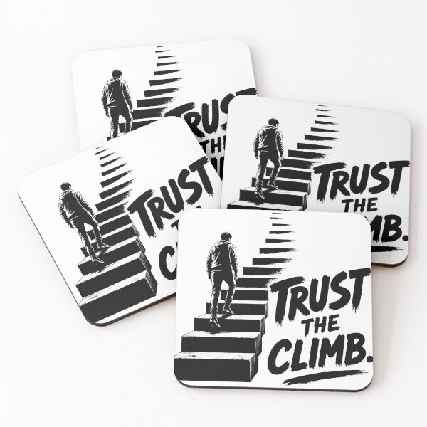 Item preview, Trust the Climb – Invisible Staircase Minimalist Motivational Quote | Black & White Design designed and sold by Lovestickerco.