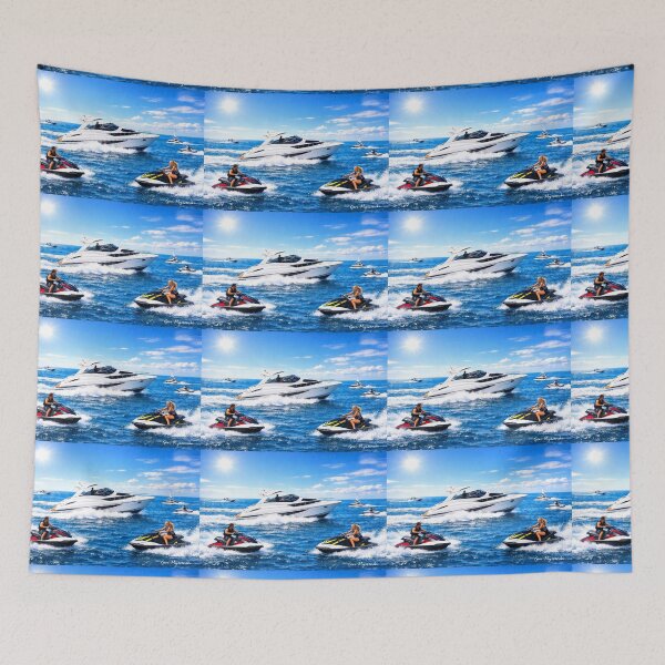 Item preview, Luxury Yacht Adventure – Sunny Ocean Escape with Jet Skis designed and sold by The Art Queen Of Michigan .