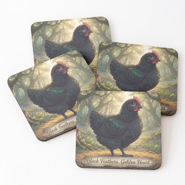 Item preview, Black feathers, golden heart, Black Australorp chicken designed and sold by pbchan.