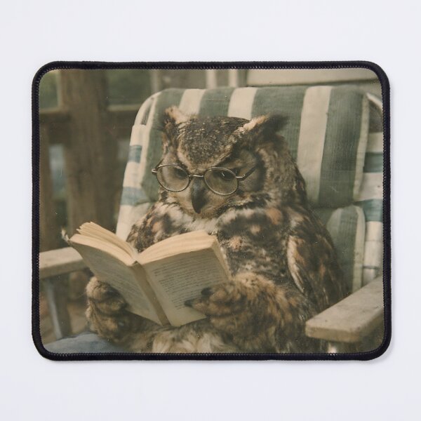 Item preview, Wise Owl Reading a Book Wall Art | Scholarly Owl Wearing Glasses | Retro Photography Aesthetic Vintage Print designed and sold by PaintedPixels01.