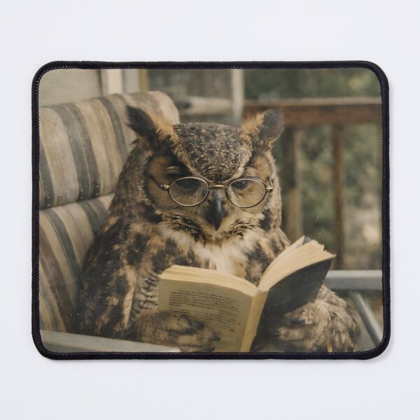 Item preview, Wise Owl Reading a Book Wall Art | Scholarly Owl Wearing Glasses | Retro Photography Aesthetic Vintage Print designed and sold by PaintedPixels01.