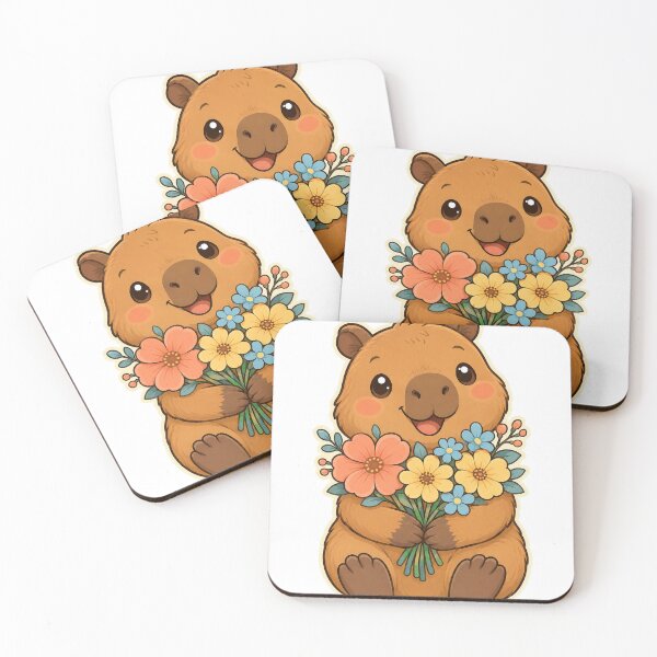 Item preview, Cute Capybara Holding Flower Bouquet designed and sold by Lobory.