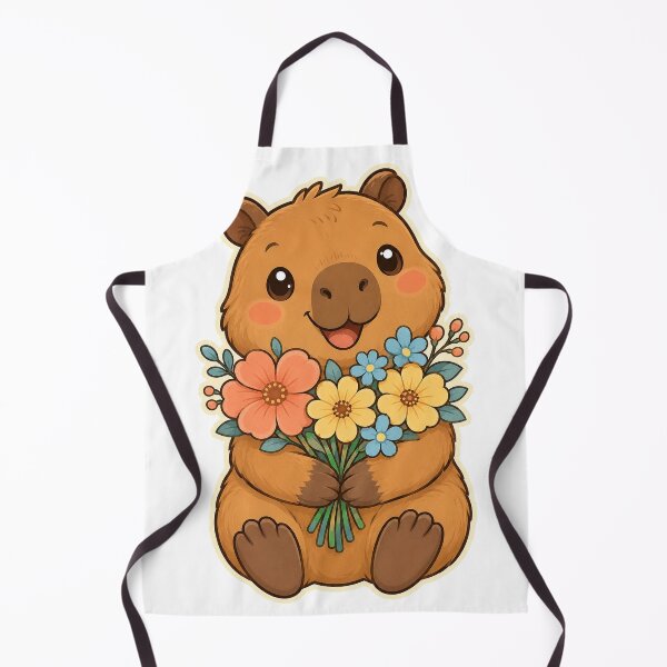 Item preview, Cute Capybara Holding Flower Bouquet designed and sold by Lobory.