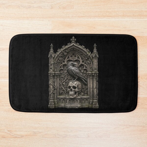 Item preview, Raven on Skull in Gothic Niche — Stone Sculpture designed and sold by David Mateo ArtWorks.