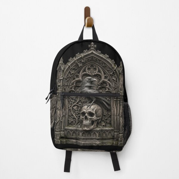 Item preview, Raven on Skull in Gothic Niche — Stone Sculpture designed and sold by David Mateo ArtWorks.