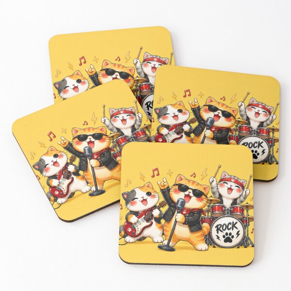 Item preview, Catrio Young Rock Band Enthusiasts Cute Cat Illustration designed and sold by Mindworx21.