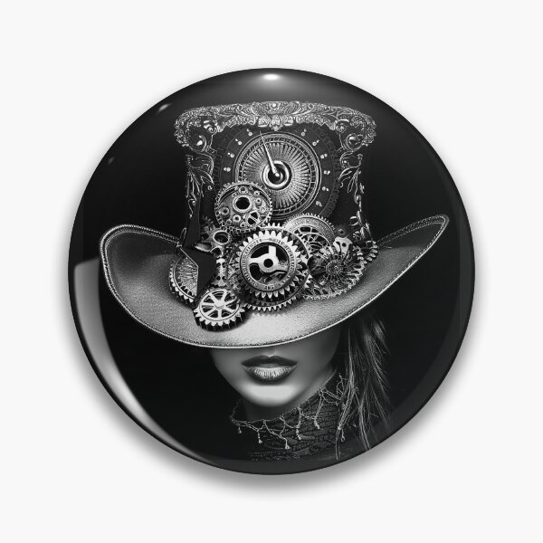 Item preview, Steampunk Woman in Clockwork Top Hat Gothic Mechanical Portrait designed and sold by inkoutninja.