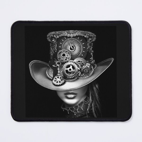 Item preview, Steampunk Woman in Clockwork Top Hat Gothic Mechanical Portrait designed and sold by inkoutninja.