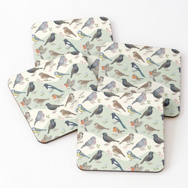Item preview, Pastel Garden Birds – Decorative British Wildlife Seamless Pattern designed and sold by The Digital Compass.