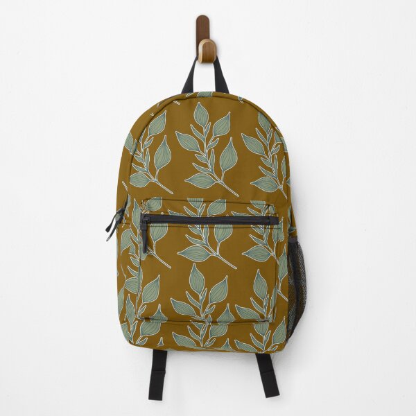 Item preview, Vintage Sage Green Leaf Pattern on Mustard Olive Earthy Botanical designed and sold by Jyoti-Quotes.