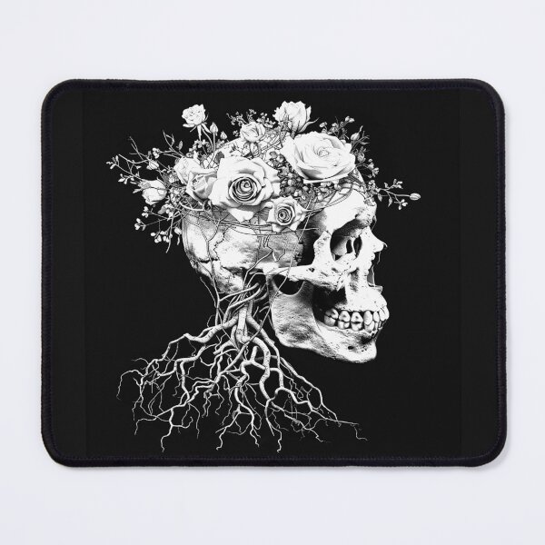 Item preview, Blooming Skull with Roses and Roots Gothic Life and Death Art designed and sold by inkoutninja.