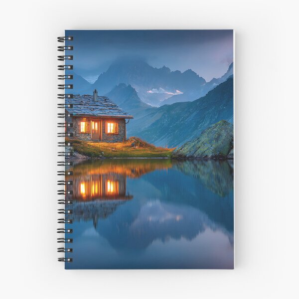 Item preview, Serene Mountain Cabin Reflection in Twilight designed and sold by Artessie.