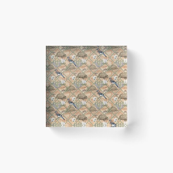 Item preview, Tortoises & Songbirds – Vintage Wildlife Lattice Seamless Pattern designed and sold by The Digital Compass.