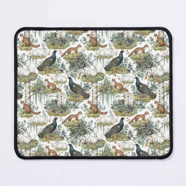 Item preview, Birch Forest Rabbits & Weasels – Rustic Woodland Seamless Pattern designed and sold by The Digital Compass.