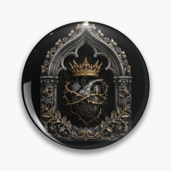 Item preview, Black Heart with Golden Crown and Thorns — Gothic Sculpture designed and sold by David Mateo ArtWorks.