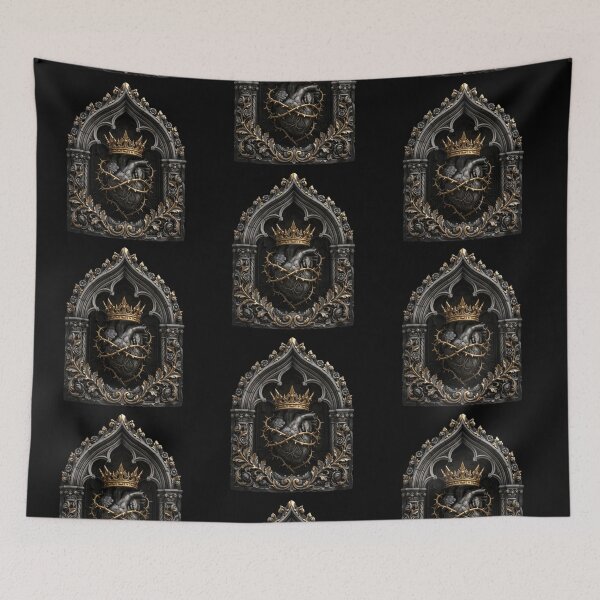Item preview, Black Heart with Golden Crown and Thorns — Gothic Sculpture designed and sold by David Mateo ArtWorks.