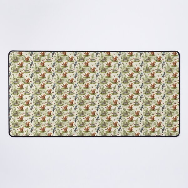 Item preview, Strawberry Squirrels & Woodpeckers – Forest Wildlife Seamless Pattern designed and sold by The Digital Compass.