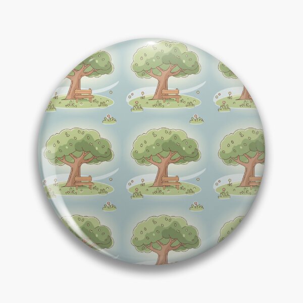 Item preview, Whimsical Park Trees & Benches – Cute Outdoor Pastel Seamless Pattern designed and sold by The Digital Compass.
