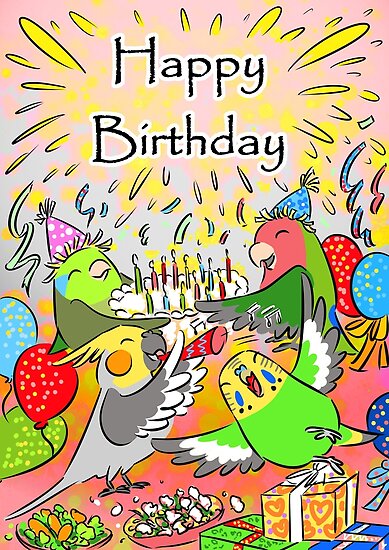 "Lovebird Wellensittich Cockatiel Parrotlet alles Gute zum Geburtstag