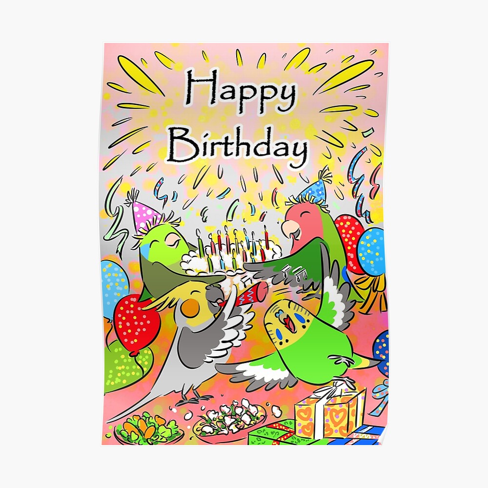 Carte De Vœux Lovebird Perrotlet Cockatiel Perroquet Joyeux Anniversaire Par Lifewithbirds Redbubble