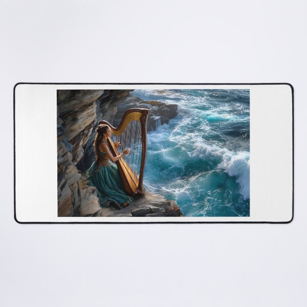 Item preview, Ethereal Harpist by the Ocean's Edge at Dusk designed and sold by Artessie.