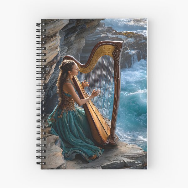 Item preview, Ethereal Harpist by the Ocean's Edge at Dusk designed and sold by Artessie.