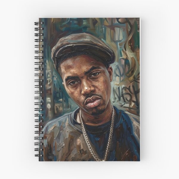 Item preview, Nas Rapper Oil Painting designed and sold by maretsad.