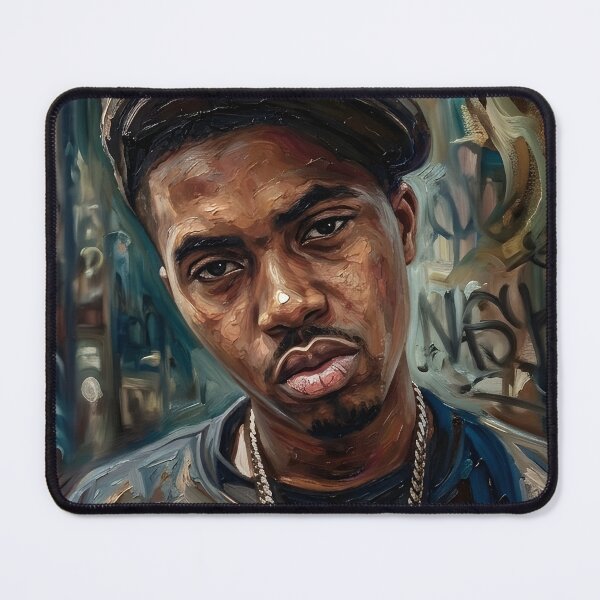 Item preview, Nas Rapper Oil Painting designed and sold by maretsad.