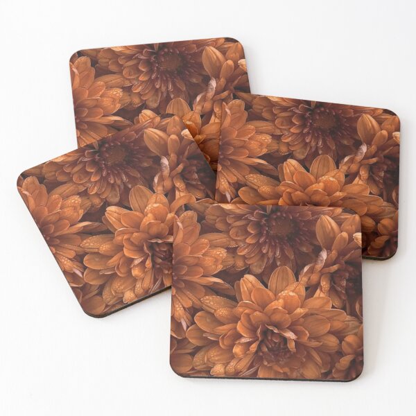 Item preview, Terracotta Orange Chrysanthemum Flowers Dew Drops Autumn Floral Pattern designed and sold by LYAN-STORE.